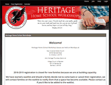 Tablet Screenshot of heritagehomeschoolworkshops.com